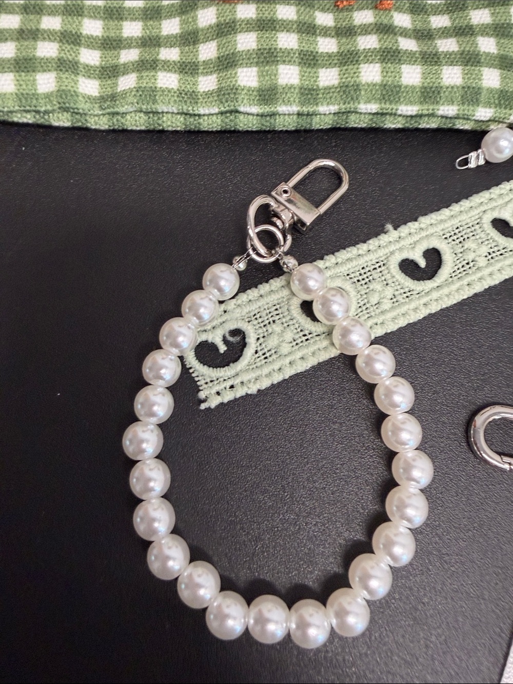Madden Girl | Green Gingham Dachshund Canvas Tote | Wristlet, Bag Charms & More - Picture 5 of 15
